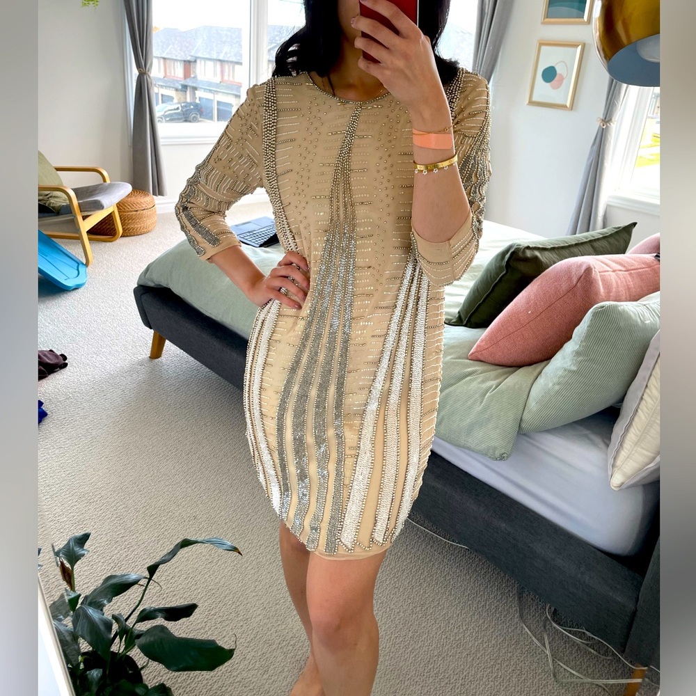 Parker Gold and Silver Sequin Dress